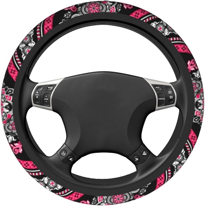Boho Car Steering Wheel Cover Auto Accessories Universal 15 Inch Non-Slip Neoprene for Women Cute Automotive SUV Van Truck Wheel Protector