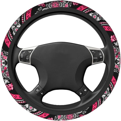 Boho Car Steering Wheel Cover Auto Accessories Universal 15 Inch Non-Slip Neoprene for Women Cute Automotive SUV Van Truck Wheel Protector