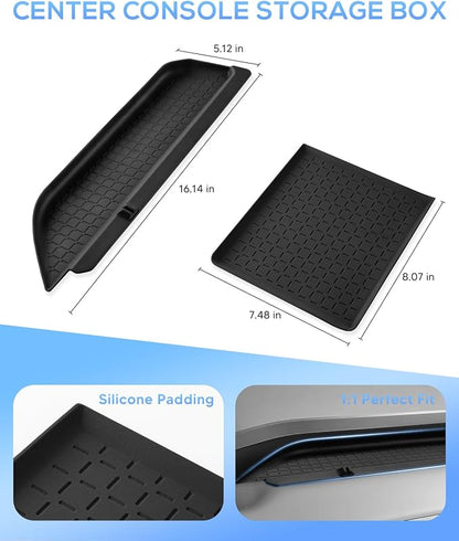 Autorder 2PCS Center Console Organizer Tray for 2026 Toyota RAV4 Accessories - Anti-Scratch & Waterproof Passenger Organizer Tray & Lower Center Console Tray - Silicone Black
