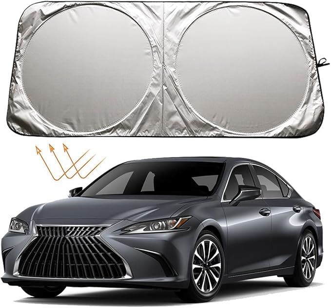 XHRING Windshield Sun Shade for Lexus is IS250 IS350 IS300 IS460 is Couple ES ES350 RC CT LS UX Series Accessories, Car Front Window Sunshade Sun Visor Shield for Lexus Sedans Sun Protection