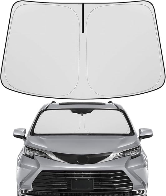 BIBLOZ Car Windshield Sun Shade for Toyota Sienna 2021-2025 2026 Accessories Foldable PET Sunshade Keeps The Car Cool Inside
