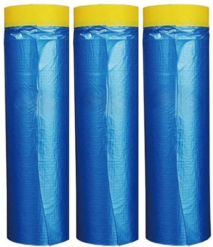Plastic Sheeting Automotive Masking Tape - Multi Size Pack - No Residue Painters Plastic Drop Cloth for Painting - Paint Tape and Drape - Pre-Taped Masking Film (65 Feet) (3 of Set (59 in))