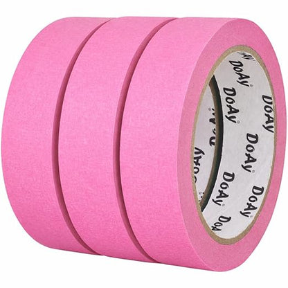 3 Pack Pink Painters Tape - Masking Tape 1 Inch Wide - Multi-Surface, Smart Adhesion, Indoor & Outdoor - 270FT Total - Paint Tape for DIY, Labeling, Art, Car, General Purpose (#3910)