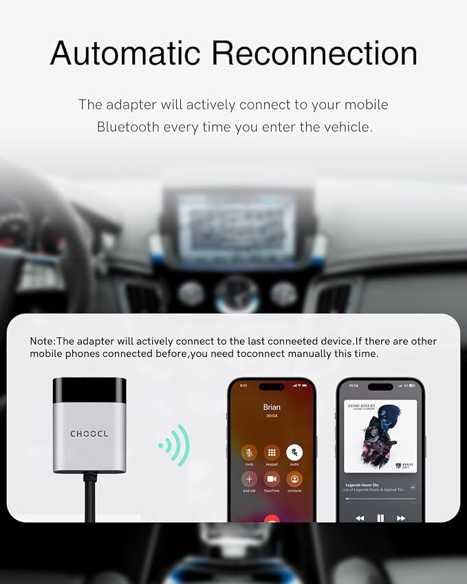 Car Bluetooth Adapter Compatible for 2008-2012 Cadillac CTS with AUX+USB Port,High-Resolution Audio Bluetooth Receiver iPod Music Sourse