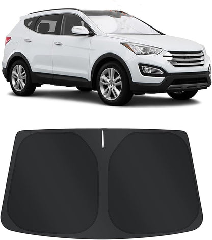 TINGLU Sun Shade for Hyundai Santa Fe 2013-2018 Accessories Windshield Sun Shade Window Shade UV Rays Protection Sun Visor Cover with Steering Wheel Sunshade Storage Bag