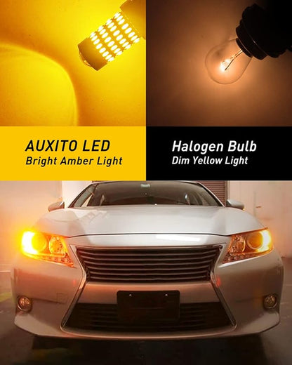 AUXITO 3157 LED Bulbs Amber for Turn Signal Lights, Super Bright 3056 3156 3057 4157 LED Bulbs with Projector for Turn Signal Blinker Reverse Back Up Parking Marker Brake Tail Lights