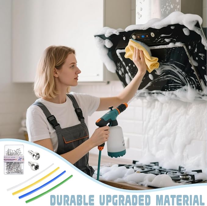 4 Pcs Cuttable Foam Suction Tube Foam Cannon Straw and 2 Pcs Stainless Steel Filter Balls for Most Foam Guns, High Pressure Car Wash Machines,Adaptation Tools