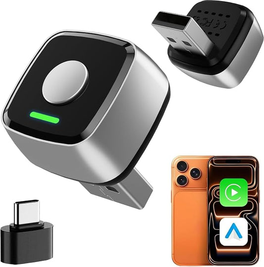 Mini Wireless CarPlay Adapter for iPhone & Android Auto 2026 Upgrade 2-in-1, Wired to Wireless Carplay, One-Touch Switch, Fast & Stable Connection, Plug & Play, for iOS 10+ & Android 11+, Cars 2016+