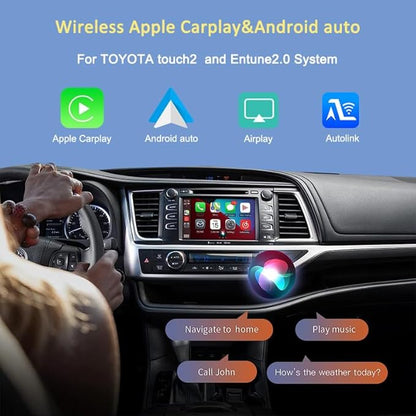 Carplay Android Auto Adapter Wireless Carplay Retrofit Kit Decoder for Toyota Touch2 & Entune2.0 2014-2019 Fit for Corolla/Prius/RAV4/Highlander/Sienna/Tacoma/Yaris/CH-R/Avalon/Tundra/Verso/Camry