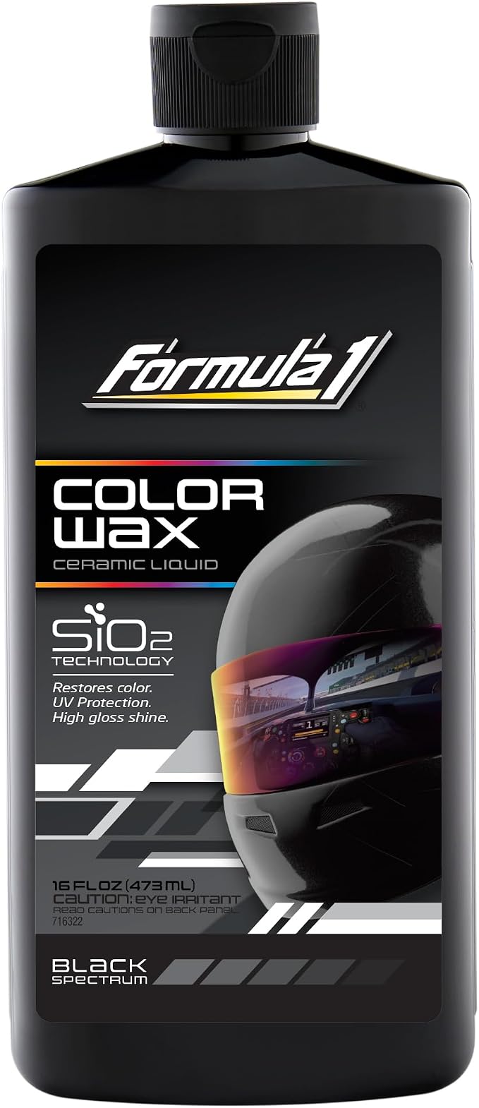 Formula 1 Sio2 Ceramic Liquid Wax Coating for Car Paint, Black, Provides Shine, Deep Gloss, and High Protection, Scratch & Swirl Mark Filler, Car Detailing Supplies, Post Polishing Wax for Cars, 16 oz