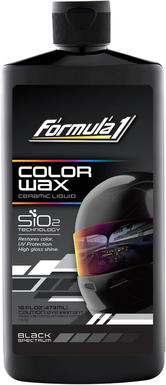 Formula 1 Sio2 Ceramic Liquid Wax Coating for Car Paint, Black, Provides Shine, Deep Gloss, and High Protection, Scratch & Swirl Mark Filler, Car Detailing Supplies, Post Polishing Wax for Cars, 16 oz