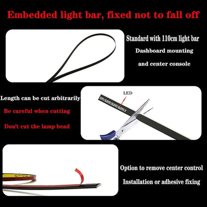 LED Interior Car Strip Light, Multicolor RGB 6 in 1 Optic Ambient Lighting Kits，Dual Control with Switch and A P P, Neon Lights On Car Dashboard with Music Sync Mode (6 in 1)