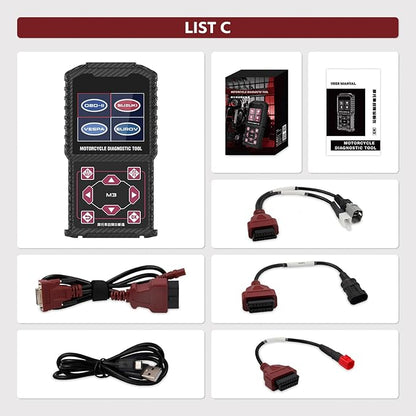M3‑C Motorcycle Diagnostic Tool for Suzuki 6P/4P, Vespa, EUROV 6P – Read/Clear Fault Codes & Live Data, ECU/Service/Throttle Reset, ABS Bleed, OBD2 Scanner