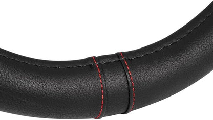 Motor Trend Ergonomic Steering Wheel Cover/Protector for Small Size Steering Wheels in Cars, SUVs, Boats (13.5-14.5") - Grip Drive Pro Comfort Grip (Black/Red Stitching)