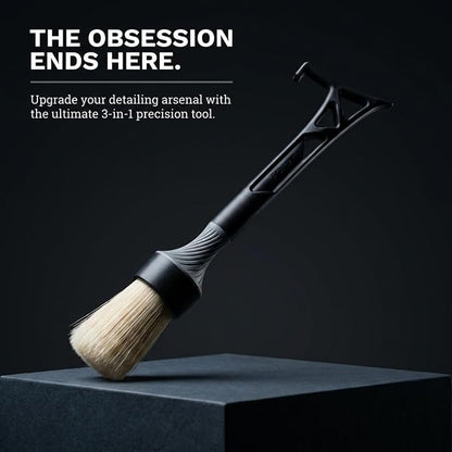 Boars Hair Detailing Brush, 3 in 1 Patent Pending in House Design from Proper. Detail Automotive Interior or Exterior, get Professional Results with Proper Detail Brushes Car Detailing