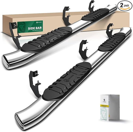 YHTAUTO 5 Inch Running Boards Side Steps Compatible with 2015-2026 Chevy Colorado & GMC Canyon (Crew Cab) 304 Stainless Steel Polished Oval Bent End, Truck Cab Side Step Rails Off-Road Accessories