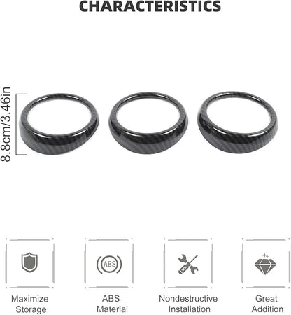 RT-TCZ Center Console Air Conditioner Outlet Vent Trim Cover Ring Interior Accessories for Ford Mustang 2015-2022,3PCS (Carbon Fiber Grain)