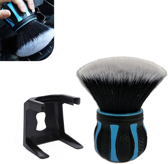 1 PC Car Detail Brush, Spherical Ultra Soft Detailing Brush, Spherical Detail Brush with Storage Rack, Universal Car Cleaning Tools, for Most Cars, Trucks, SUVs (Blue)