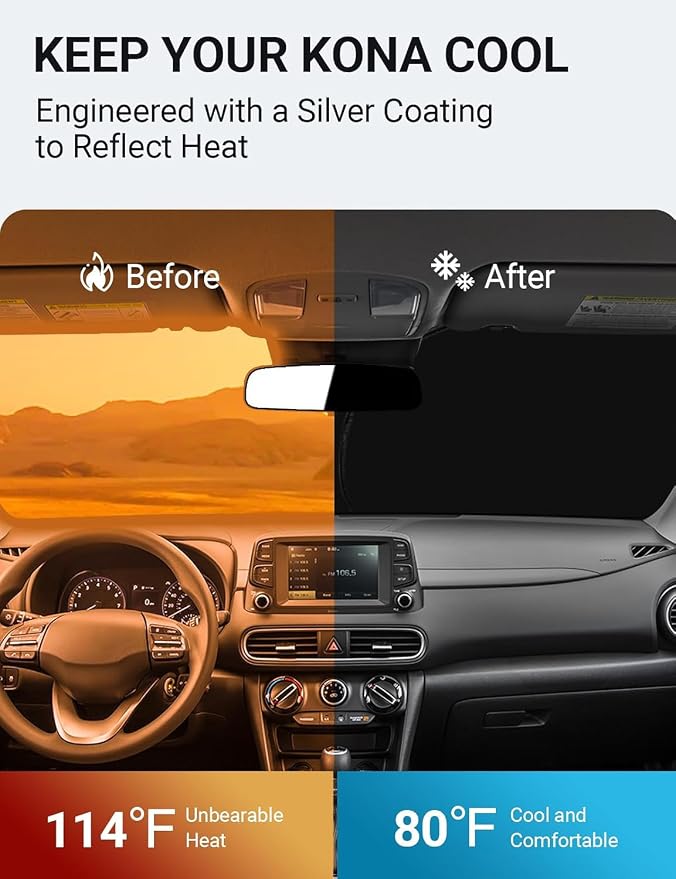 Proadsy 2026 Upgrade Front Windshield Sun Shade Foldable Sunshade Protector Custom Fit 2018-2023 Sedan Accessories