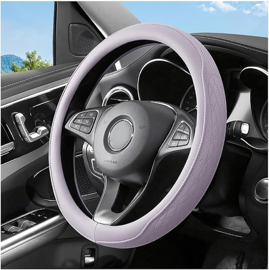 Zpana Car Steering Wheel Cover, 14.5-15" Breathable Soft Leather Vehicle Steering Wheel Protector with Anti-Slip Lining, Comfortable Auto Interior Decoration Accessories, Universal Fit (Purple)