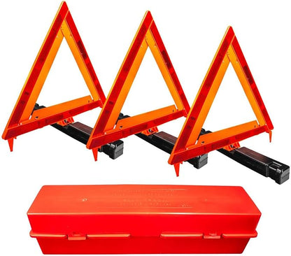 United Pacific 99251 Emergency Warning Triangle Kit (Set of 3 Triangles) w/Case, No Skid Rubber Feet, DOT FMVSS 125 – ONE Kit (Set of 3 Triangles w/Case)