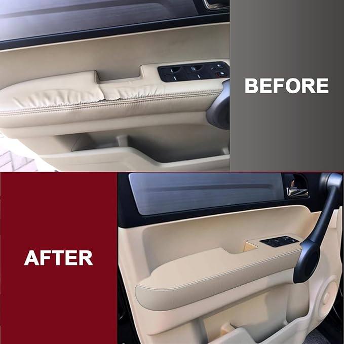 AOMSAZTO Front Door Panels Armrest Cover Leather Left & Right for Honda Cr-V CRV 2007-2012 (Beige)