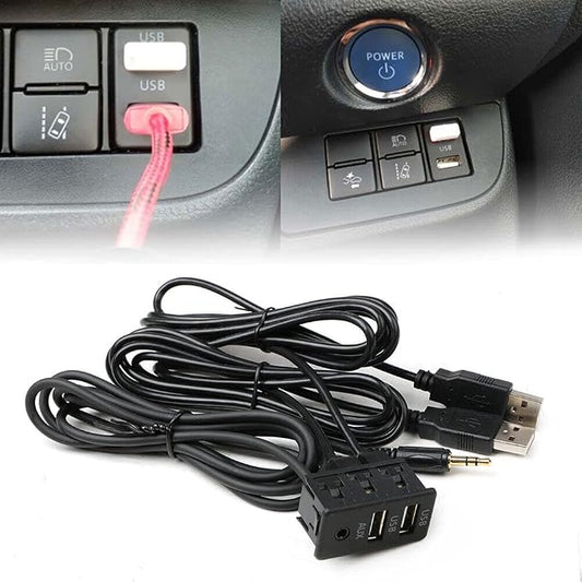Car Dash Flush Mount AUX USB Port 1.5M Panel Dual USB Extension Cable Adapter