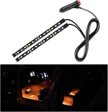 Yourkar Car LED Strip Light, 24 LED Interior Under Dash Atmosphere Lights with Cigarette Lighter, Vehicle Decor Lamp Ambient Night Light Strip Lighting, Universal Car Accessories (Orange)