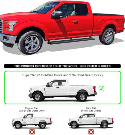 APS (Black 5 inches) Stainless Steel Running Boards Nerf Bars Side Steps Compatible with Ford F150 2015-2026 Super Cab & F-250 F-350 Super Duty 2017-2026