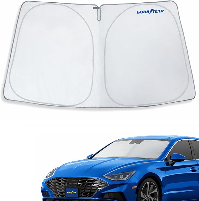 Goodyear Foldable Windshield Sunshade for Hyundai Sonata 2020-2026, Car Accessories, Sunshade Cover, Sun Shade Car Windshield, Window Sun Blocker - GY008335