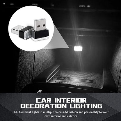 deemars 4PCS USB LED Car Interior Atmosphere Lamp, Car Night Lights, Mini USB LED Decoration Light Ambient Interior Light, Car Accessories Plug-in Interface Ambient Lighting Kit for Most Cars