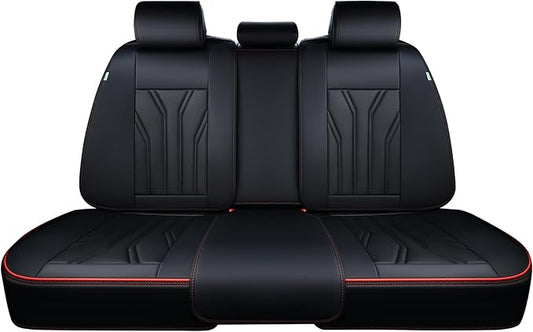 FLORICH Rear Seat Covers Leather Car Seat Covers Waterproof Back Seat Cover Automotive Seat Covers Universal Seat Cushion Protector for Most Cars Trucks SUV-Black&Red Line