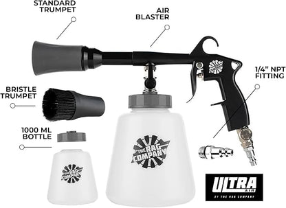 The Rag Company - Ultra AIR Blaster Plus - Deep Clean Interior Detailing Tool; Air and Liquid Combo; Durable Metal Design; Trigger Operated - Black