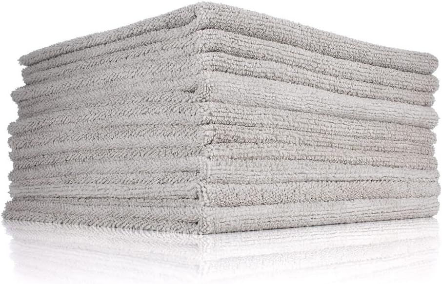 The Rag Company - Edgeless 300 - Microfiber Detailing Towels, Perfect for Removing Polishes, Sealants, and Glaze; Great for Interior Cleaning and Dirty Jobs; 300GSM, 16in x 16in, Ice Grey (10-Pack)