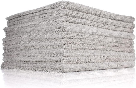 The Rag Company - Edgeless 300 - Microfiber Detailing Towels, Perfect for Removing Polishes, Sealants, and Glaze; Great for Interior Cleaning and Dirty Jobs; 300GSM, 16in x 16in, Ice Grey (10-Pack)