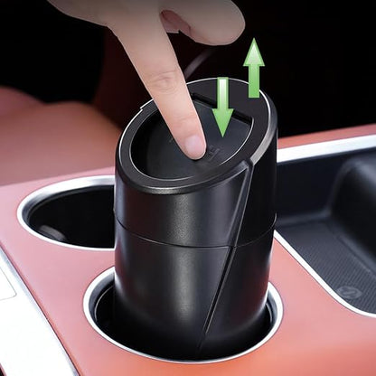 Pink Mini Portable Leakproof Car Trash Can with Lid - Auto Garbage Storage Can for Interior, Office, Camping, Living Room