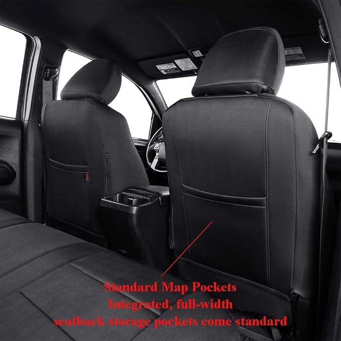 EKR Custom Fit Tacoma Front Car Seat Covers for Toyota Tacoma 2016 2017 2018 2019 2020 2021 2022 2023 Double Cab/Access Cab -Front Row Only, Neoprene (Black)