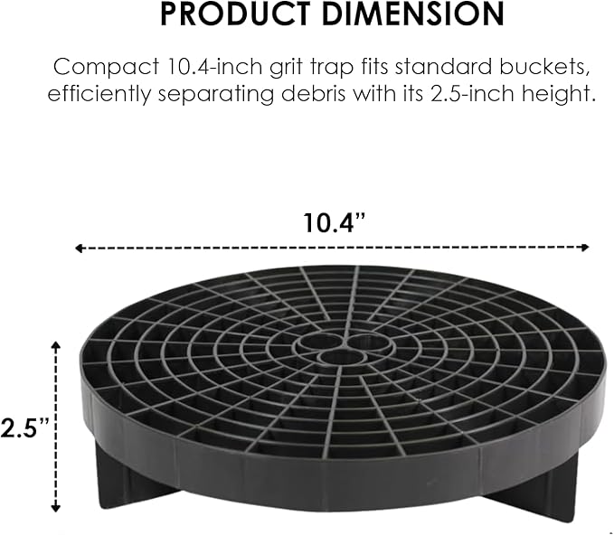 HI-TECH Guard Insert for Car Wash Buckets – Traps Dirt & Debris to Prevent Swirls – Durable Plastic Fits 5 Gallon Buckets – 10.4"x2.5"