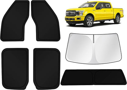 KUST Car Window Shades for Ford F150 2015-2020 Windshield Sun Shade Side Window Cover UV Block Privacy Protection Accessories for Camping Blackout Rear Back Full Set 6PCS