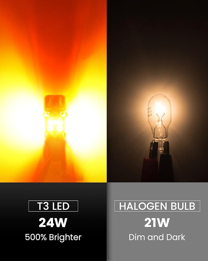 LASFIT 3157 LED Bulb Amber, T3 4157 3057 Turn Signal Bulb Built In Resistor CANBUS Error Free Front Rear Turn Signal Light 3457 3047 3357 4057 3056 3456 4156, Only For Standard Socket,Pack of 2