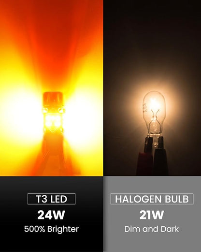 LASFIT 3157 LED Bulb Amber, T3 4157 3057 Turn Signal Bulb Built In Resistor CANBUS Error Free Front Rear Turn Signal Light 3457 3047 3357 4057 3056 3456 4156, Only For Standard Socket,Pack of 2