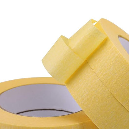 Lichamp 10-Pack Automotive Refinish Masking Tape Yellow 25mm x 50m, Cars Vehicles Auto Body Paint Tape, Automotive Painters Tapes Bulk Set