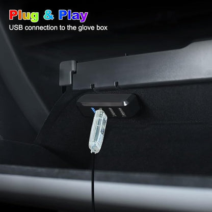 Dreamcolor Acrylic Interior Car LED Strip Light with USB Hub, 55.1 inches Fiber Optic Ambient Lighting Kits, RGB+IC Colors Sound Active Function Neon LED Strip