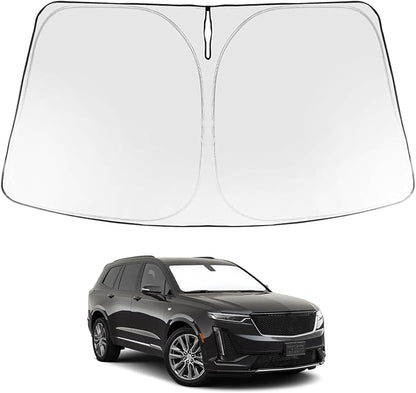 Proadsy Windshield Sun Shade for Cadillac XT6 2020-2025 2026 Foldable Front Sunshade Protector Sun Visor Blocks UV Rays Keep Car Cooler