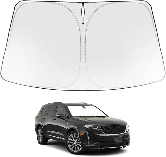 Proadsy Windshield Sun Shade for Cadillac XT6 2020-2025 2026 Foldable Front Sunshade Protector Sun Visor Blocks UV Rays Keep Car Cooler