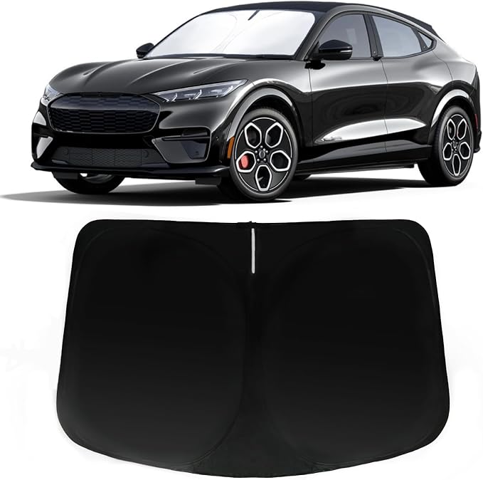 Windshield Sun Shade for Ford Mustang Mach E 2021-2026, Car Front Window Sun Visor & Heat Shield | 240T Sunshade Protection Blocks UV Rays Keep Your Car Cooler