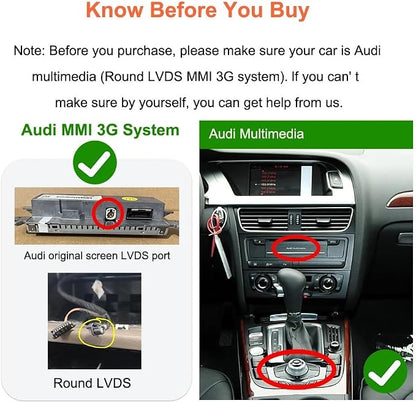 Wireless Carplay Android Auto Adapter for Audi A4 A5 Q5 S4 S5 2008-2018 | MMI 3G Retrofit Kit with Navigation, Music, Siri, OEM Knob Control, Camera Input