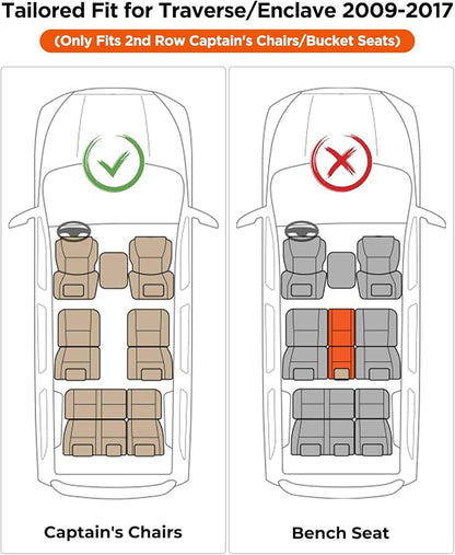 Car Floor Mats for Traverse Enclave: 2009-2017(Only with 2nd Row Bucket Seats) Cargo Trunk Liner, All Weather Rubber Accessories Tapetes Para Custom Fit for Chevy Traverse for Buick Enclave SUV Carpet