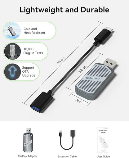 Wireless CarPlay Adapter 2026, 2-in-1 USB & USB-C CarPlay Dongle Wireless for iPhone & Android Auto, Convert Wired to Wireless, Bluetooth Auto-Connect in 5s, Plug & Play, No Latency, Fits 800+ Cars
