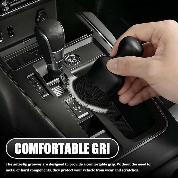 Car Detailing Brushes, Car Cleaning Brush, Auto Interior Soft Bristles Curved Cleaning Brush, Auto Detailing Dusting Tool Universal for Dashboard Air Conditioner Vent Computer (Black White)